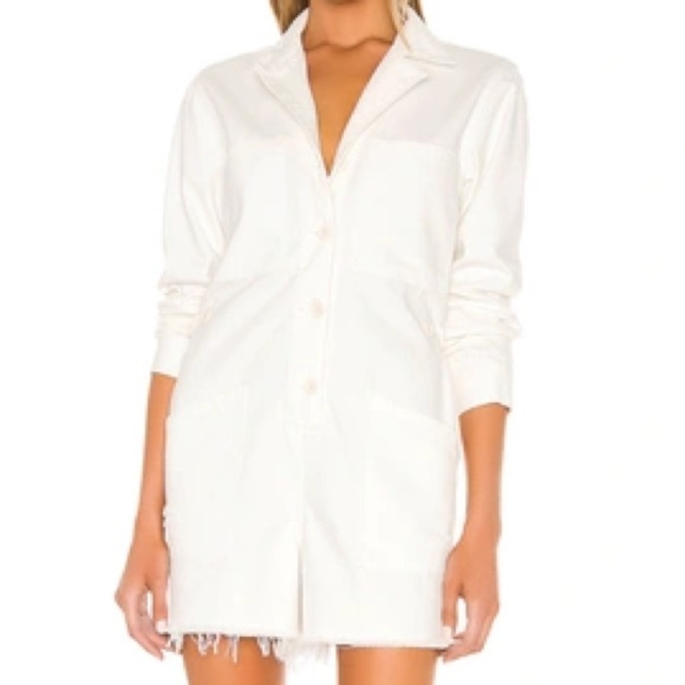 NWT PISTOLA White Denim Long Sleeve Button-Up Romper Small PISTOLA Freda Romper